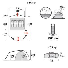 EVOLITE - EXCAMP 5 PRO SUN FRESH AİLE ÇADIRI UPF80 (4 MEVSİM)