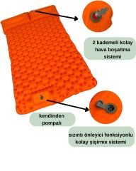 ŞİŞME YATAK ÇİFT KİŞİLİK - KENDİNDEN POMPALI - TURUNCU
