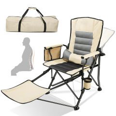 KATLANIR KAMP SANDALYESİ COMFORT - SIRT AYARLANABİLİR - BEJ